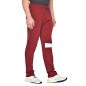 2 - Fitinc White Striped Cotton Trackpant with Both Side Zipper,  Wine  XXL 