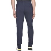3 - Fitinc White Striped Cotton Trackpant with Both Side Zipper,  Navy Blue  Medium 