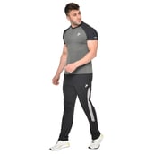 4 - Fitinc Side Striped Cotton Trackpant with Both Side Zipper Pockets, Black XL