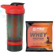 1 - Pro Nutrition & Fitness Shaker with 100% Whey Isolate Protein Caffe Latte,  Red  500 ml 