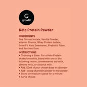 ingredients - GrowFit Keto Protein Powder, 0.55 lb Unflavoured