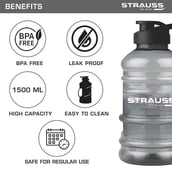 2 - Strauss Gallon Shaker Water Bottle,  Transparent, Black Shade  1.5 L 