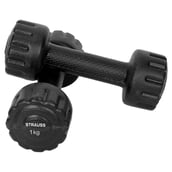 1 - Strauss PVC Dumbbell Set,  Black  1 kg 