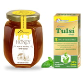 1 - Dr. Morepen Natural & Pure Honey - 250 g, Tulsi Drops Combo,  30 ml  Unflavoured 