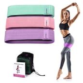 1 - Boldfit Fabric Resistance Band (Set of 3), Pink, Purple, Green Free Size