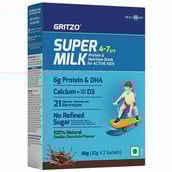 1 - Gritzo Super Milk Active Kids Protein & Nutrition Drink 4-7y OP,  60 g  Natural Double Chocolate (Trial Pack) 