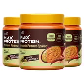 1 - RiteBite Max Protein Peanut Spread,  0.340 kg  Spicy Chutney Pack of 3 
