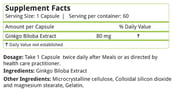 Natures Velvet Ginkgo Biloba Extract (80 mg), 60 capsules