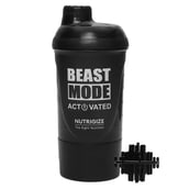 1 - GHC Nutrigize Screw Cap Leakproof Shaker with Compartment, Black 600 ml