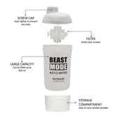 2 - GHC Nutrigize Screw Cap Leakproof Shaker with Compartment,  White  600 ml 