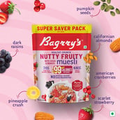 6 - Bagrrys Crunchy Nutty Fruity Muesli,  1 kg  89% Fruits, Nuts, Grains & Seeds 
