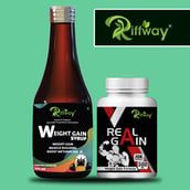 3 - Riffway Weight Gain Syrup 200 ml & Real Gain 30 Capsules Combo,  2 Piece(s)/Pack  Unflavoured 