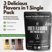 7 - Gentle Beast Multi Flavored Whey Protein Isolate,  2.2 lb  Belgian Chocolate, Mango and Cookies & Cream 