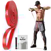 1 - SLOVIC Fitness Resistance Band 42 inch Loop with Door Anchors,  Red  15-35 lbs 