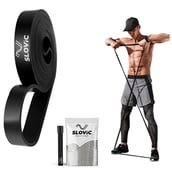 1 - SLOVIC Fitness Resistance Band 42 inch Loop with Door Anchors, Black 30-75 lbs
