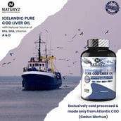 7 - Naturyz Triple Strength Omega 3 Fish Oil 60 Softgels & Icelandic Pure Cod Liver Oil 200 Softgels Combo,  2 Piece(s)/Pack 