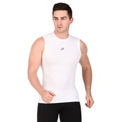 1 - Redesign Nylon Compression Cut Sleeve Tshirt,  White  Medium 