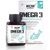 Wow Life Science Omega-3 1300mg with Fish oil - EPA + DHA Enriched,  60 Soflets 