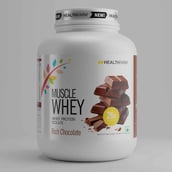 4 - Healthfarm Muscle Whey 4.4lb with Creatine Monohydrate 0.55lb Combo,  3 Piece(s)/Pack  Double Rioch Chocolate & Unflavoured (with Shaker) 