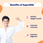 3 - Gritzo SuperMilk Weight+ for 8-12 Yrs Personalized Protein & Nutrition Drink Mix,  400 g  Double Chocolate 