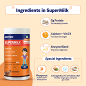 4 - Gritzo SuperMilk Weight+ for 8-12 Yrs Personalized Protein & Nutrition Drink Mix,  400 g  Double Chocolate 