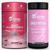 1 - WishNew Wellness Multivitamin Women 50+ 60 Capsules & Beauty Collagen Combo,  21 sachets/pack  Unflavoured & Arctic Blueberry 