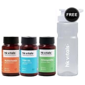 HealthKart HK Vitals Ashwagandha & Multivitamin & Fish Oil 60 Capsules & Sipper Combo