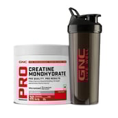1 - GNC Pro Performance Pure Micronized Creatine Monohydrate,  Unflavoured with Black Plastic Shaker  0.22 lb 