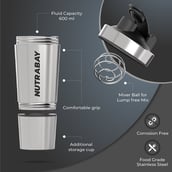5 - Nutrabay Single Cup Steel Shaker Bottle,  Silver  600 ml 
