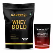 1 - Nakpro Whey Gold Protein Concentrate,  2.2 lb  Unflavoured with Creatine Monohydrate 0.22 lb Unflavoured 