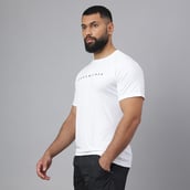 3 - MuscleBlaze Patterned Dry-Fit Active Tee Half Sleeve, Polar White Large