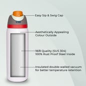 2 - ONE AND ONLY Leak Proof 24 Hour Hot-Cold Stainless Steel Water Bottle,  White  1 L 