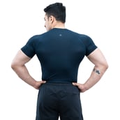 4 - Athflex Men's Half Sleeve Edge Compression T-Shirt,  Small  Navy Blue 