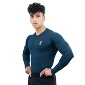 2 - Athflex Men's Full Sleeve Edge Compression T-Shirt, Large Navy Blue