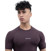 5 - Athflex Men's Half Sleeve Ace Compression T-Shirt,  Medium  Aubergine 