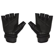 2 - Strauss Leather Gym Gloves with Wrist Wrap, Black Medium