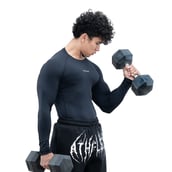 3 - Athflex Men's Full Sleeve Ace Compression T-Shirt, Medium Black