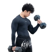 3 - Athflex Men's Full Sleeve Ace Compression T-Shirt,  XL  Black 