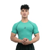 2 - Athflex Men's Muscle Fit Half Sleeve Textured Compression T-Shirt, XL Bayside Green