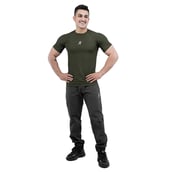 7 - Athflex Men's Slim Fit Round Neck Ribbed T-Shirt, Medium Olive Green