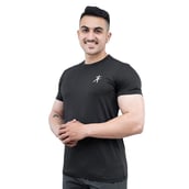 3 - Athflex Men's Round Neck Body Fit Textured T-Shirts,  XXL  Black 