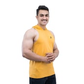4 - Athflex Men's Activewear Training Sleeveless Gym and Sports Hoodie,  Yellow  Medium 