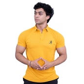 1 - Athflex Men's Regular Fit Half Sleeve Pique Polo T-Shirt,  Medium  Corn Yellow 