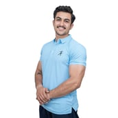 3 - Athflex Men's Regular Fit Half Sleeve Pique Polo T-Shirt,  Large  Azure Blue 
