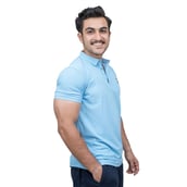 2 - Athflex Men's Regular Fit Half Sleeve Pique Polo T-Shirt,  Medium  Azure Blue 
