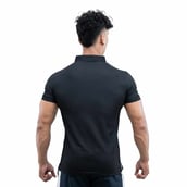 4 - Athflex Men's Regular Fit Half Sleeve Pique Polo T-Shirt, Large Stud Black