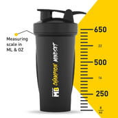 9 - MuscleBlaze Champion Shaker, Black 650 ml