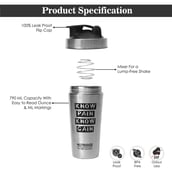 2 - GHC Nutrigize Stainless Steel Shaker Bottle,  Silver/Black  790 ml 