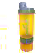 2 - SportSoul Protein Shaker Bottle with Storage Compartment,  Yellow & Grey  600 ml 