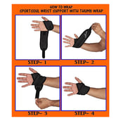 1 - SportSoul Wrist Support with Thumb Wrap,  Black  Free Size 